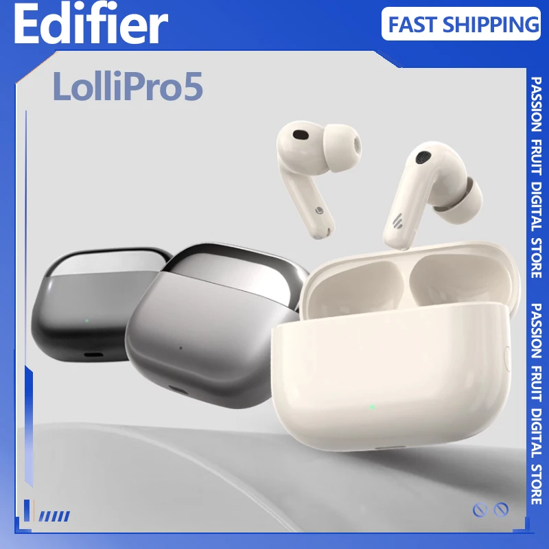 Edifier LolliPro5 Auriculares inalámbricos Bluetooth -Cancelación activa de ruido de 48 dB Batería de larga duración Auriculares deportivos para música