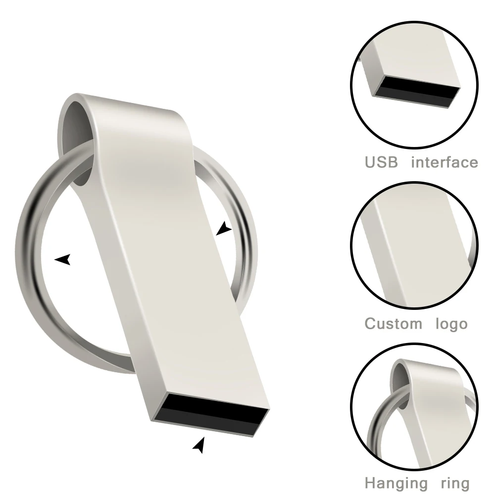 10 unids/lote unidad flash usb de metal 16GB 8GB 4GB pen drive pendrive фнуasa impermeable plata u disco memoria cel usb stick cadena de regalo - imagen 4