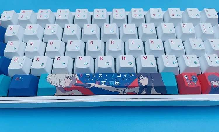 136 teclas LYCORIS Anime Lycoris Recoil Keycaps PBT Keycaps Chreey Keycaps Dye-sub Teclado mecánico