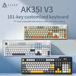 Teclado para juegos con cable con llave mecánica de tamaño completo AK35iV3, interruptor de sal marina, interfaz de carga tipo c retroiluminada blanca, extracto de tecla