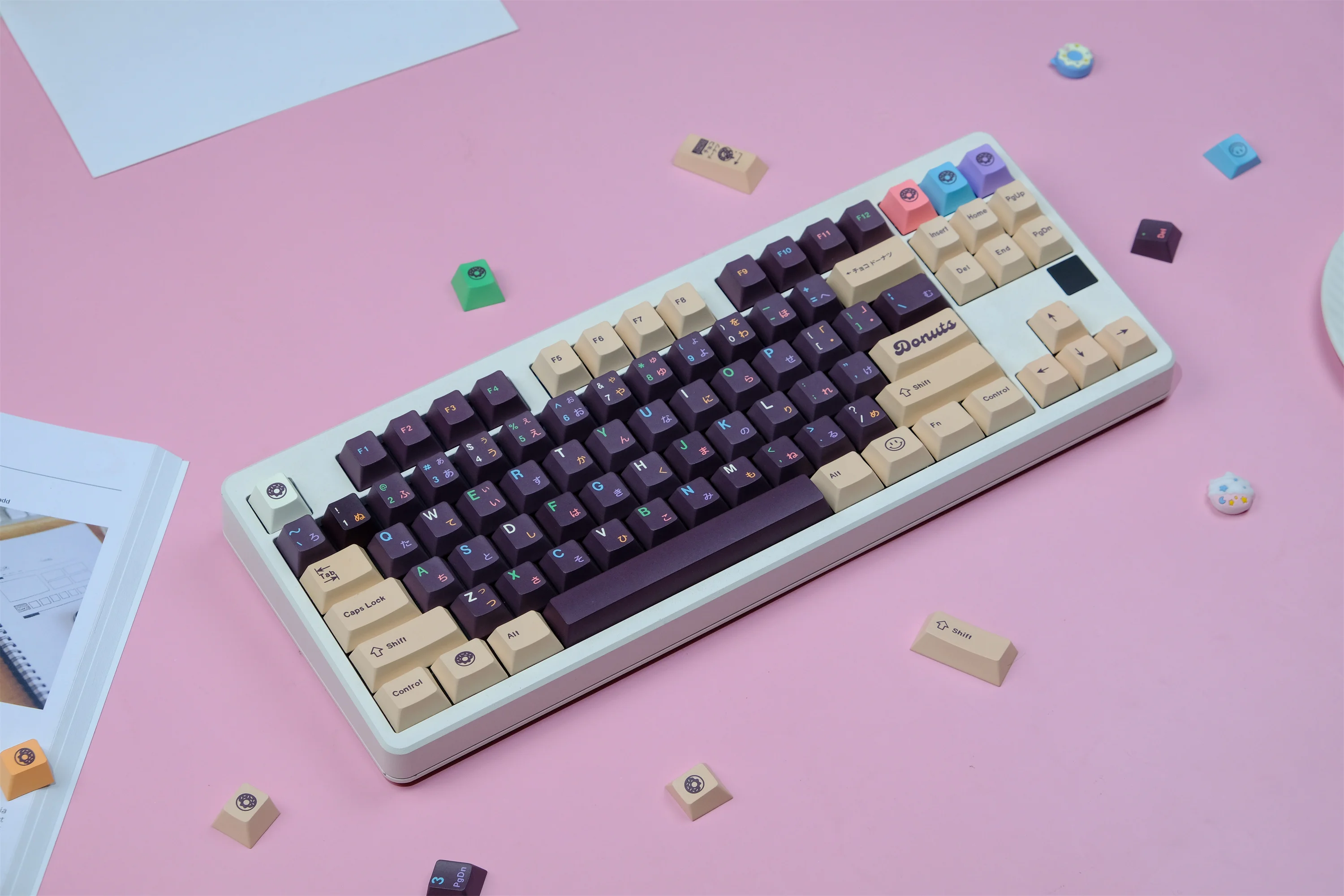 Teclas de Donuts, 129 teclas, Material PBT, perfil CHERRY, DYE-SUB personalizado para interruptor CHERRY MX, teclas de teclado mecánico - imagen 2