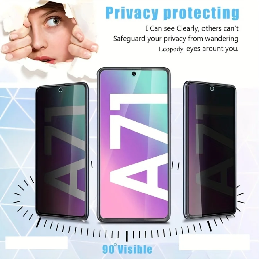 Protector de pantalla antiespía para SAMSUNG GALAXY, cubierta completa para A13, A12, A22, A21S, A33, A23, A53, S21, FE, A31, A03, A04, A32, A52, 5G, 3 unidades - imagen 4