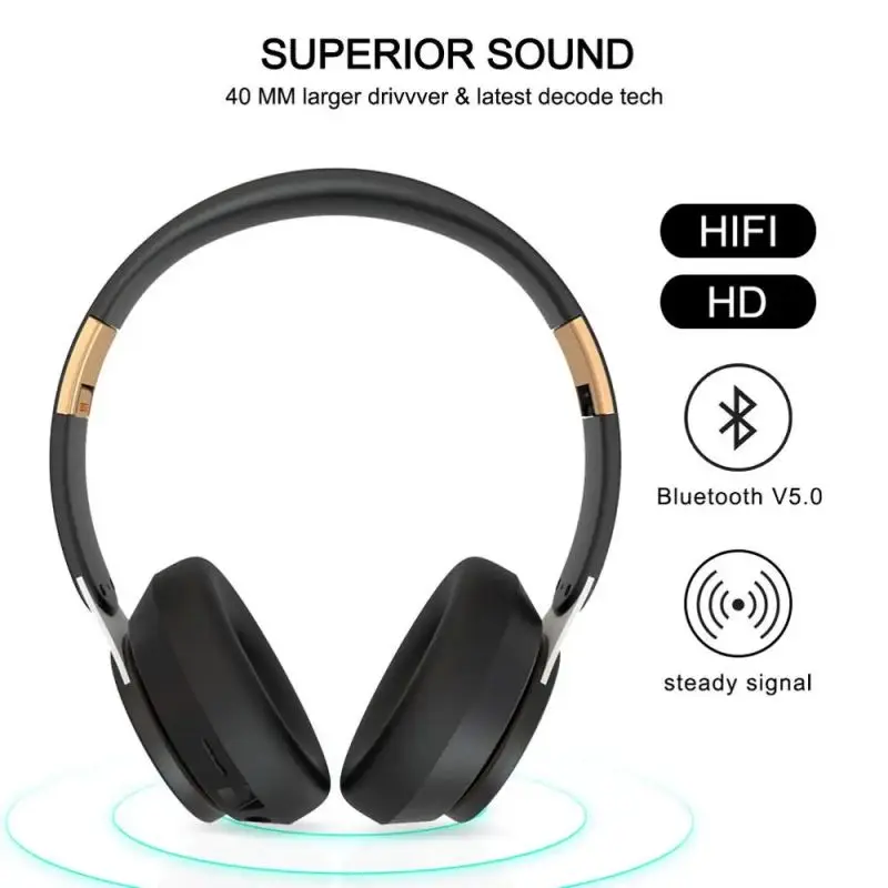 Auriculares inalámbricos Hifi 9D, audífonos estéreo envolvente de graves pesados, Bluetooth, plegables y ajustables, compatible con tarjeta TF/AUX Play con micrófono - imagen 5