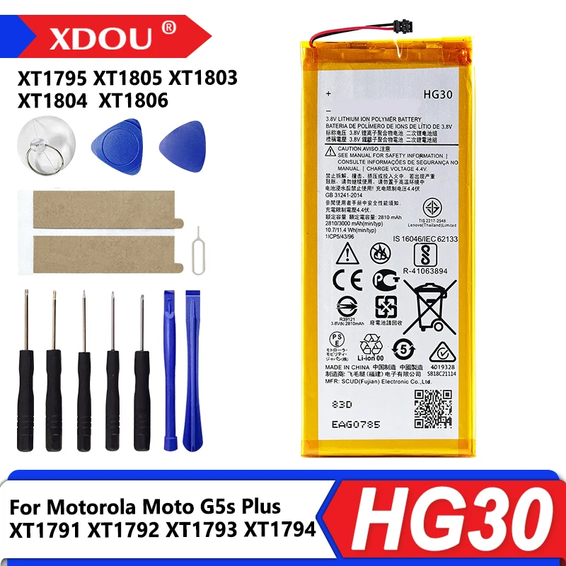 Nueva batería HG30 de 3000mAh para Motorola Moto G5s Plus XT1791 XT1792 XT1793 XT1794 XT1795 XT1805 XT1803 XT1804 XT1806