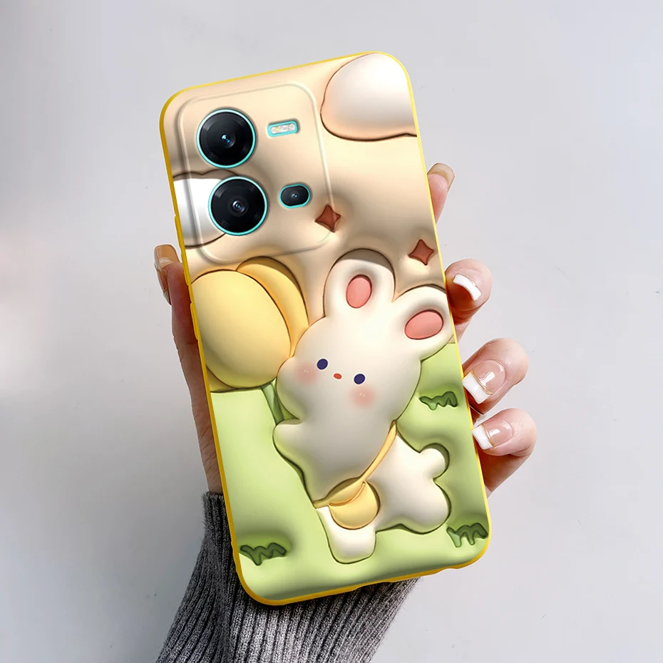 Funda de silicona para vivo V25 5G, carcasa de TPU suave pintada con conejo, Panda, 5G - imagen 2