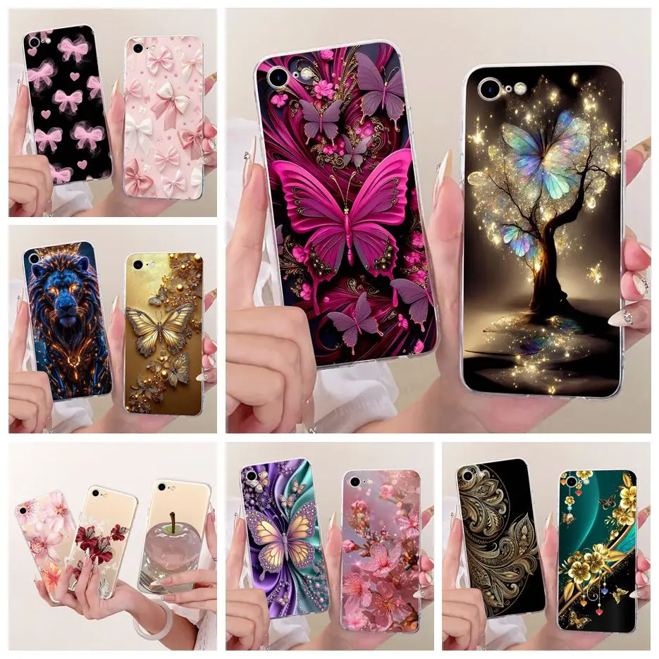 Para Apple iPhone SE 2020 funda iPhoneSE 2022 funda pintada de mariposa de lujo funda de teléfono de silicona suave para iPhone SE 2022 2020 bolsas