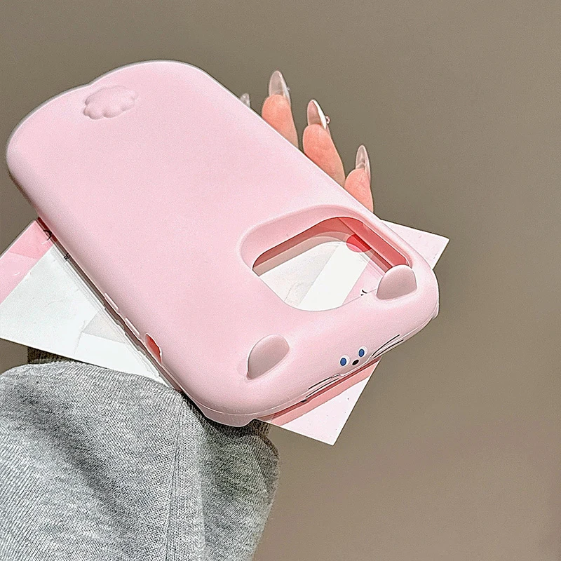 Funda de silicona suave con bonito gato 3D de dibujos animados para iPhone 16 15 13 14 Pro Max, funda trasera de teléfono a prueba de golpes para chica encantadora - imagen 4