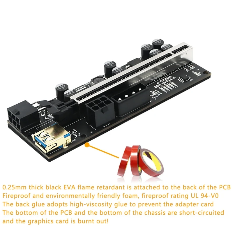 Elevador G5AA PCI-E para minería monedas Cable extensión PCIE alimentado 15 pines a 6 pines, VER 010X 1X - imagen 2