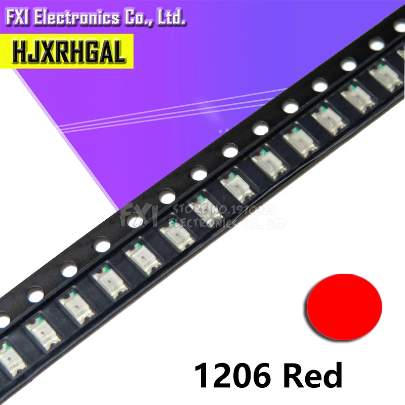 100 unidades de luz LED roja 1206 SMD, 3216 nueva y original