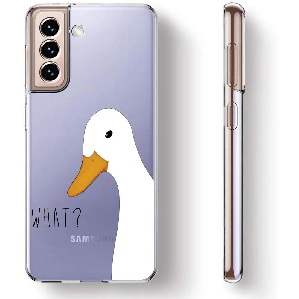 Funda de teléfono con dibujos animados de pato de ganso para Samsung Galaxy S23 S22 Ultra S20 S21 FE 5G S10 S10E S9 S8 Plus 4G, funda trasera transparente - imagen 4