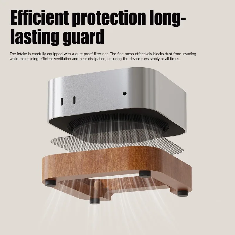 Soporte de escritorio para Mac mini M4/M4 Pro 2024, refrigeración mejorada, fácil acceso con botón de encendido y accesorios de organización de escritorio