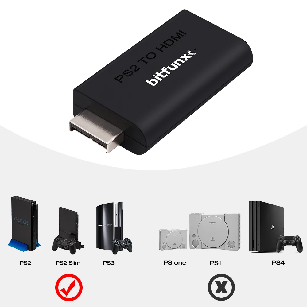 Bitfunx-convertidor de Audio y vídeo compatible con PS2 a HDMI, adaptador con Cable USB para SONY Playstation 2 PS2 PS3 - imagen 4