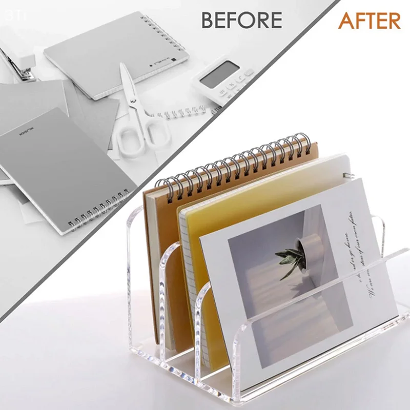 책상용 아크릴 메일 주최자 파일 분류기 3 섹션 사다리 데스크탑 수직 홀더 데스크 주최자 작업 공간 주최자 - imagen 4