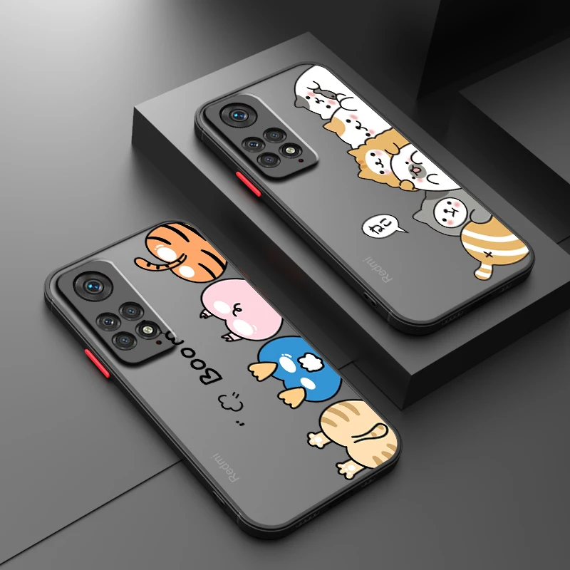 Funda translúcida esmerilada para teléfono Redmi Note, carcasa bonita con forma de gato y colilla de Animal, 13R para modelos, 13, 12, 12S, 12T, 11, 11T, 11E, 10 Pro Plus y 5G - imagen 2