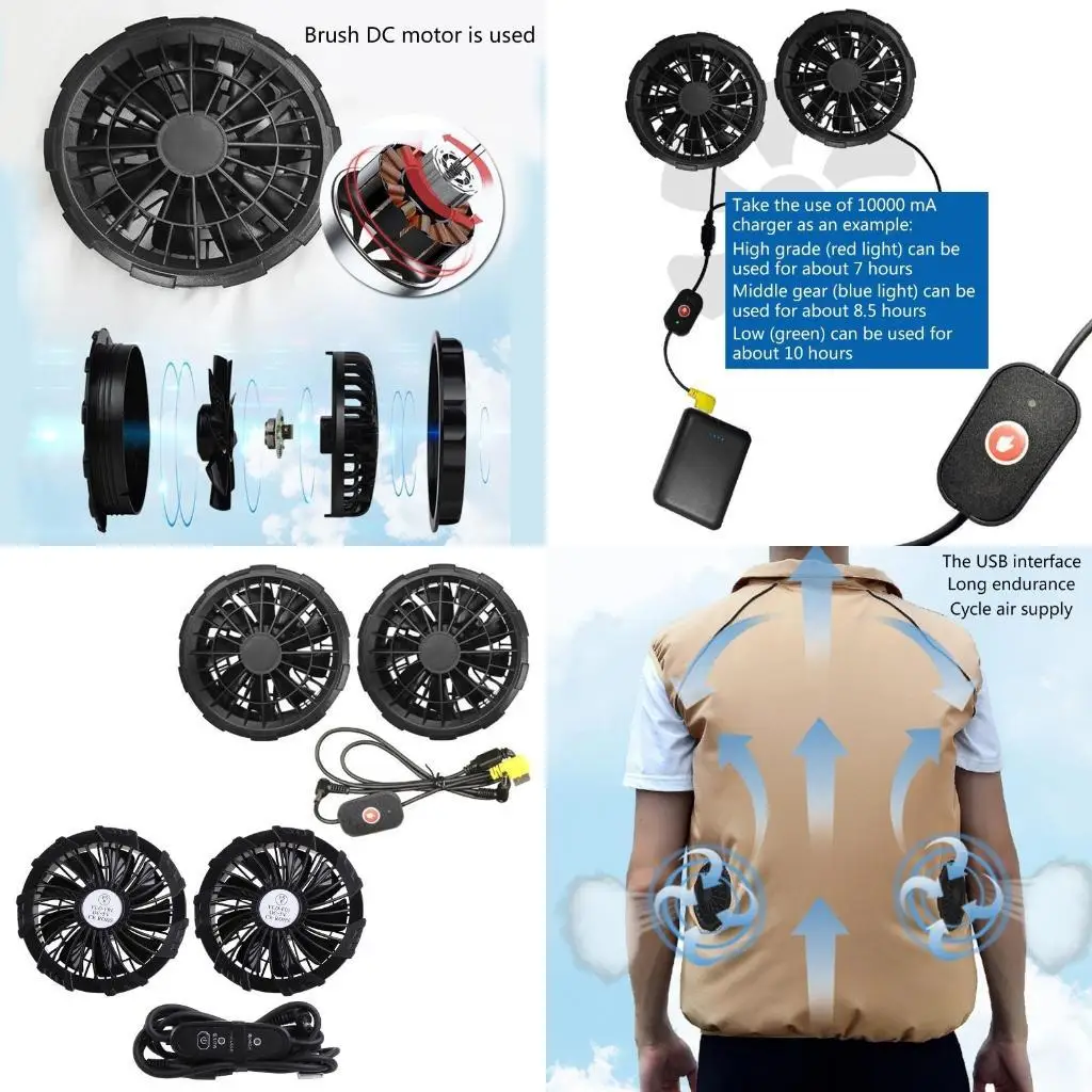 Y1UB-ventilador aire acondicionado para hombre, abrigo verano aire libre, ventilador eléctrico USB, chaquetas