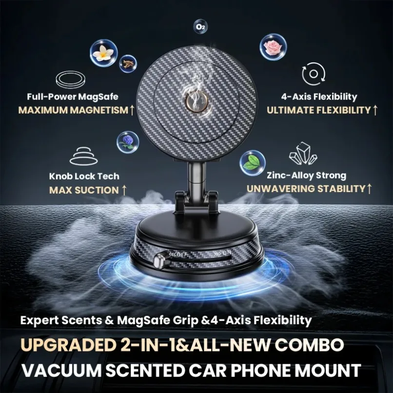 Soporte magnético para teléfono con succión al vacío para aromaterapia de coche, soporte para teléfono móvil Magsafe iPhone 17 16 15 Pro Max 14 13 12 - imagen 2