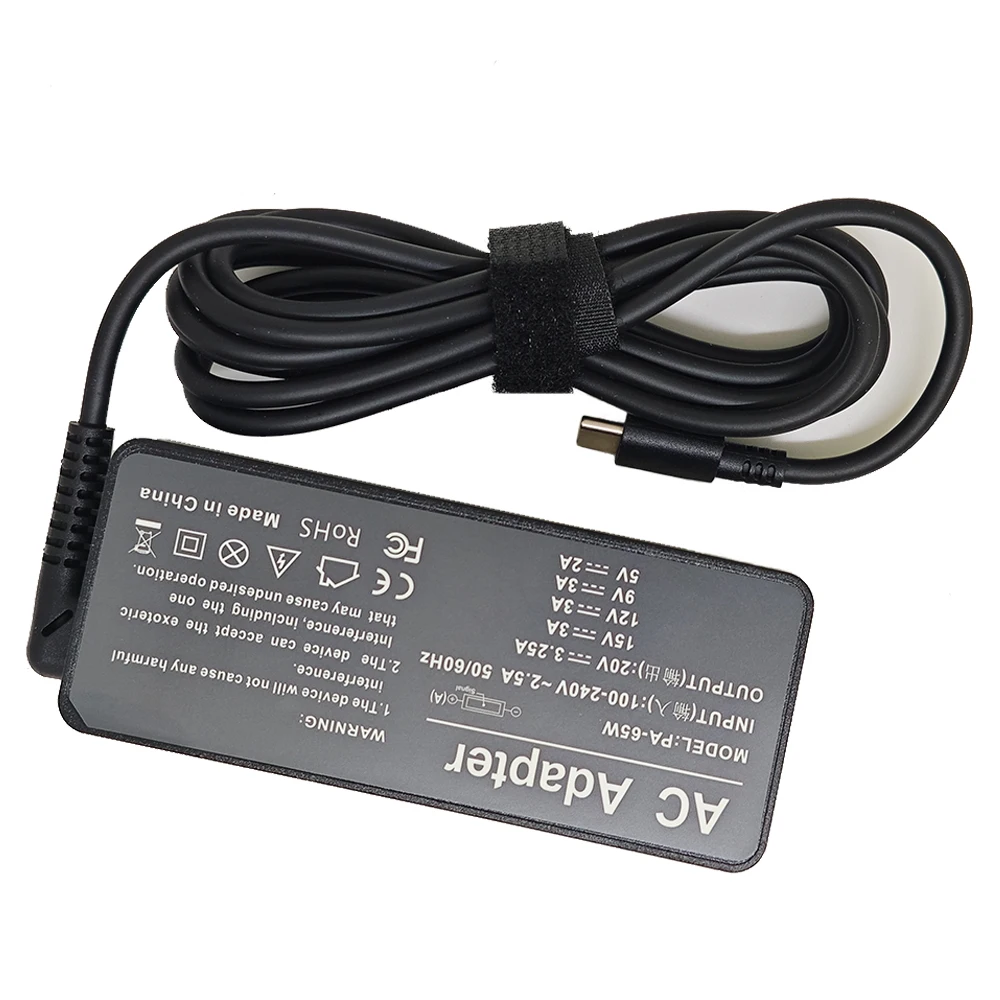20V 3.25A 65W USB Type-C AC Laptop Power Adapter Charger For Lenovo Thinkpad X1 Carbon Yoga X270 X280 T580 P51 P52s E480 E470 - imagen 3