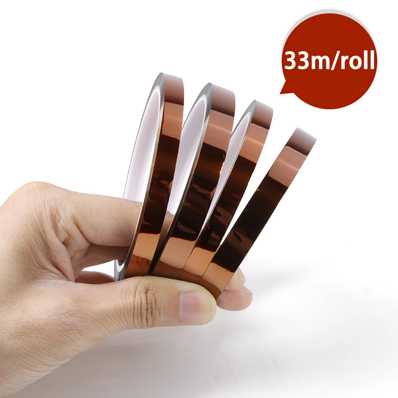 1 ~ 10 rollos de cintas aislantes adhesivas de poliimida, 3-100mm, aislamiento térmico dorado, cinta BGA de calor de alta temperatura para protección de tableros - imagen 3