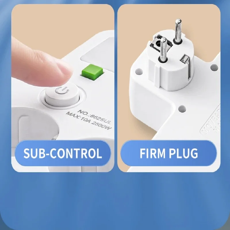 Enchufe europeo, 4 enchufes, toma de corriente sin cable de extensión con o sin it, puertos USB tipo C, dos especificaciones - imagen 3