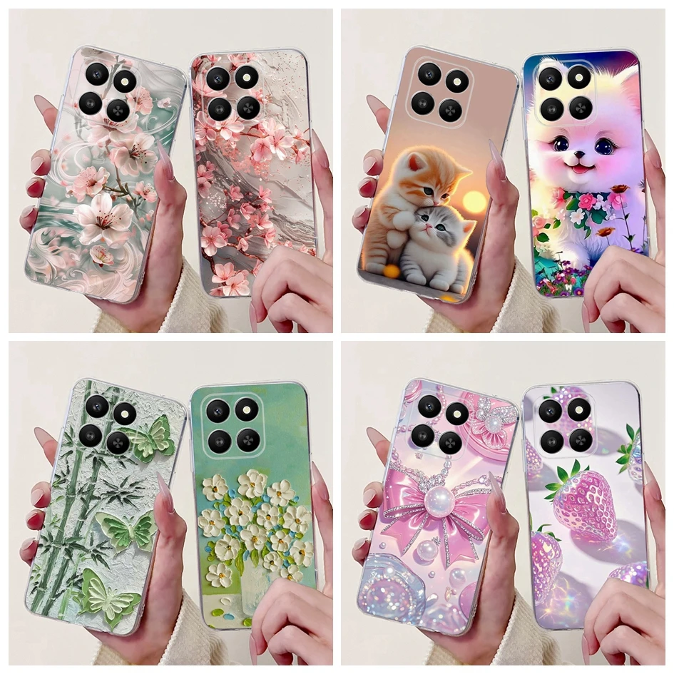 Funda trasera de silicona suave y delgada con lazo de gato de dibujos animados para Honor X7d de 6,77 pulgadas para Honor Play 10T Funda HonorX7d 4G Coque