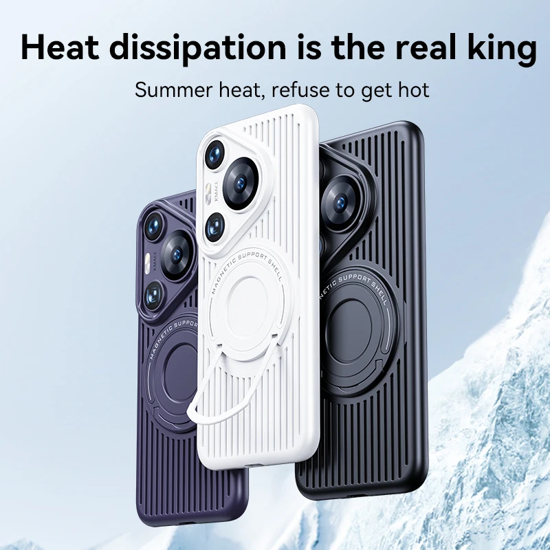 Funda magnética de carga inalámbrica para móvil, carcasa de plástico duro a prueba de golpes con soporte para Huawei Pura 70 Pura70 Pro Plus Ultra - imagen 5