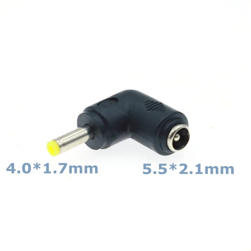 5 unids/lote DC 4,0x1,7mm macho 5,5x2,1mm enchufe hembra codo de 90 grados adaptador de conector de alimentación CC ordenador portátil 4,0*1,7 a 5,5*2,1 - imagen 2