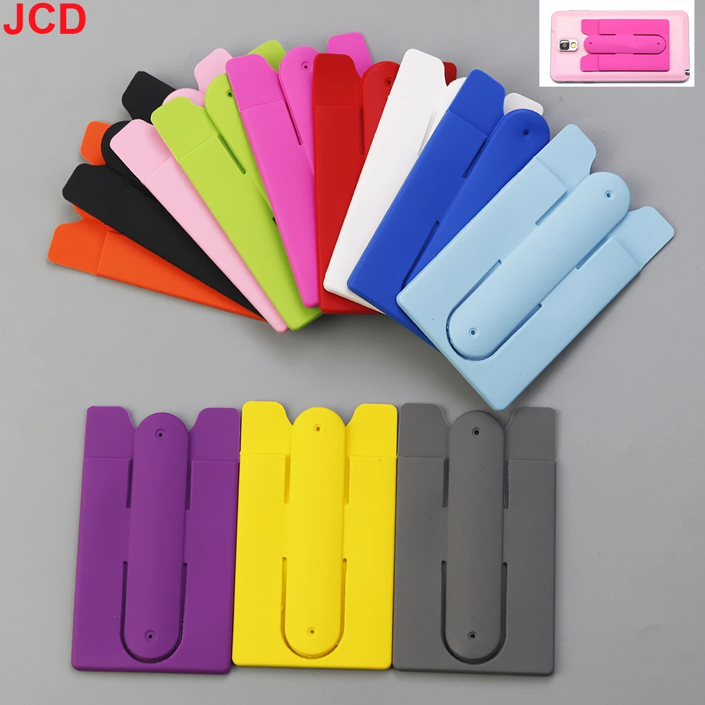 JCD 1 Uds. Soporte para tarjetas de crédito de identificación móvil de silicona elástica perezosa pegatina Universal funda tipo billetera tarjetero funda porta tarjetas para móvil - imagen 2