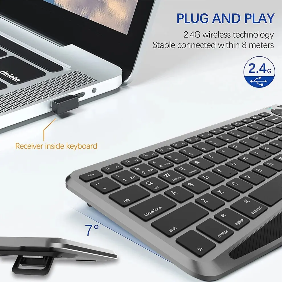 Teclado inalámbrico Bluetooth con panel táctil Teclado Trackpad recargable retroiluminado de 7 colores 2,4g para Smart TV, IOS IPhone/IPad - imagen 4