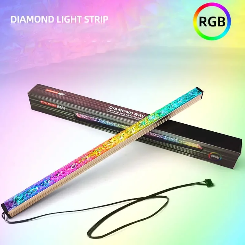 COOLMOON Diamond RGB LED Strip Symphony PC Case Tira de luz decorativa Barra de luz de atmósfera 5V 3Pin AURA SYNC 28mm