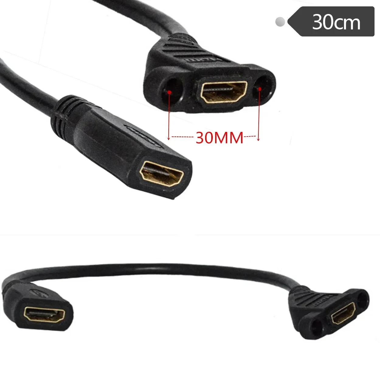 Cable chapado en oro de extensión de montaje en Panel hembra a hembra compatible con HDMI 1,4 V/1080P