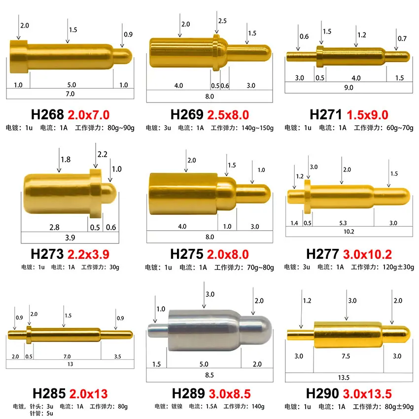5 uds conector Pin Pogo batería Pogopin resorte carga contacto SMT PCB 4/5/6/6, 5/7/8/8, 5/9/9,5/10/12/13/13,5/19mm sonda de resorte de prueba - imagen 3