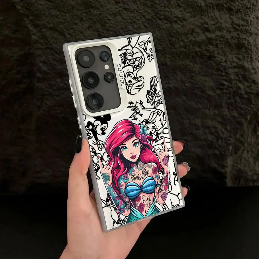 Funda blanda para Samsung Galaxy S24 FE S24Ultra S22 Ultra S25Plus S21 S20 FE S23 Note 20 Ultra S25 Disney Tattoo Ariel - imagen 3