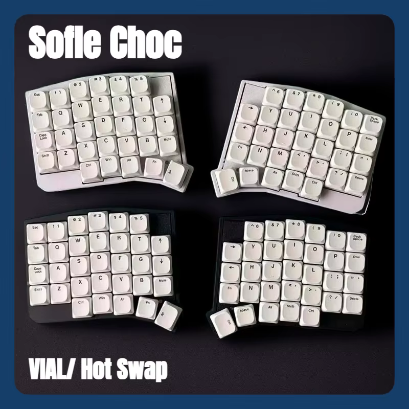 Teclado inalámbrico suave de perfil bajo Choc Split, intercambio en caliente, ergonomía personalizada, teclados mecánicos divididos para juegos, VIAL de oficina - imagen 2