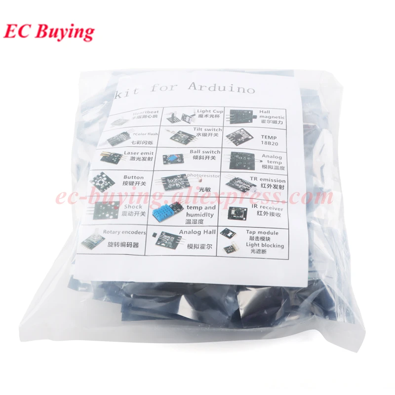Módulos de sensores 37 en 1, 37 kits, Kit de inicio con caja para Arduino, adecuado para microcontrolador Raspberry Pi/STM32/ESP32/R3/51 - imagen 2