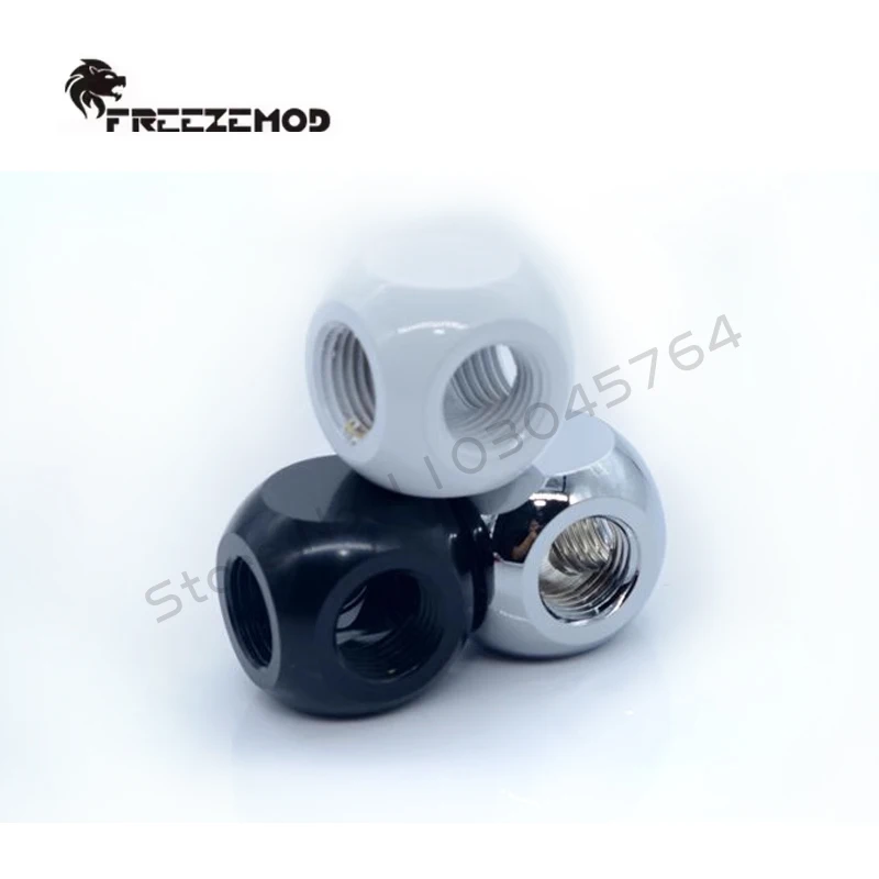 FREEZEMOD cubo de refrigeración por agua Tee-3 divisor en forma de T G1/4''X3 vías rosca interna, negro blanco plata HDTD-3STB - imagen 2