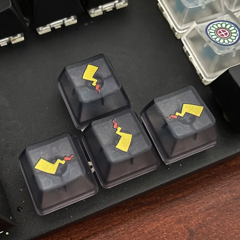 Tapa de teclado mecánico Pokémon Pikachu Tail con cuatro teclas de dirección de altura OEM, letra transparente, eje transversal cuadrado transparente - imagen 2