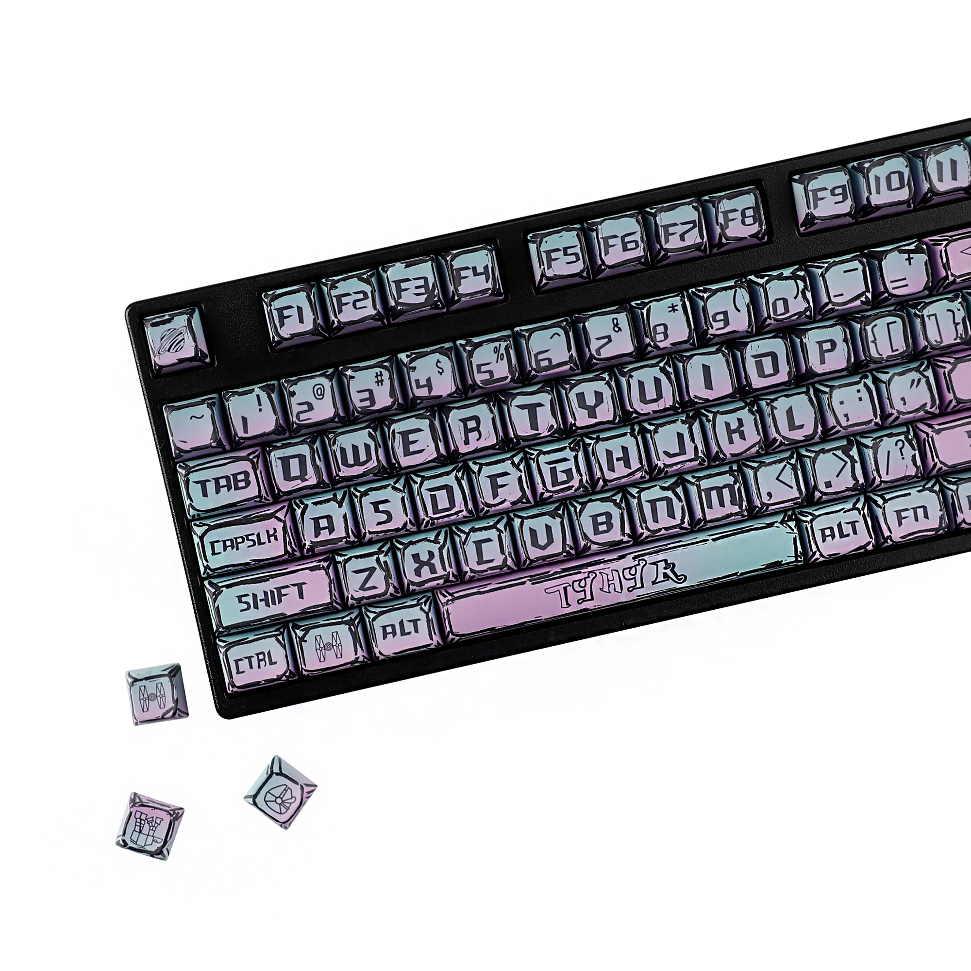 YMDK-teclas Punk con gradiente de 126 teclas, teclas Cherry MDA Profile Dye Sub PBT para teclado mecánico MX 61/64/75/84/87/100/104/108 - imagen 3