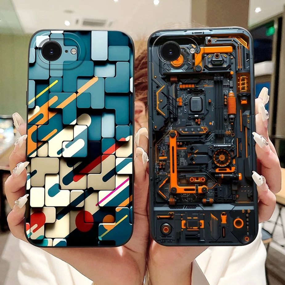 Para Apple iPhone 16e funda Cool Machine moda cubierta pintada Fundas de teléfono de silicona suave para iPhone SE 4 SE4 2025 iPhone16e Fundas - imagen 3