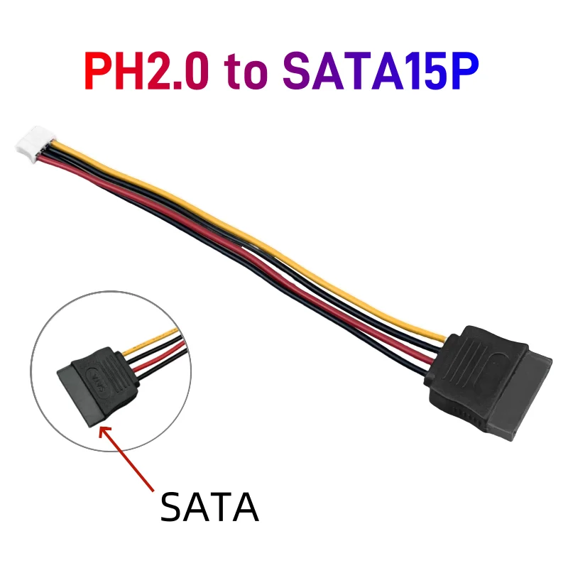ITX-cable de alimentación SATA15P hembra a hembra pequeña de 4 pines, cable de alimentación SATA de paso a hembra, ph2.0 mm, 15cm/40cm - imagen 2