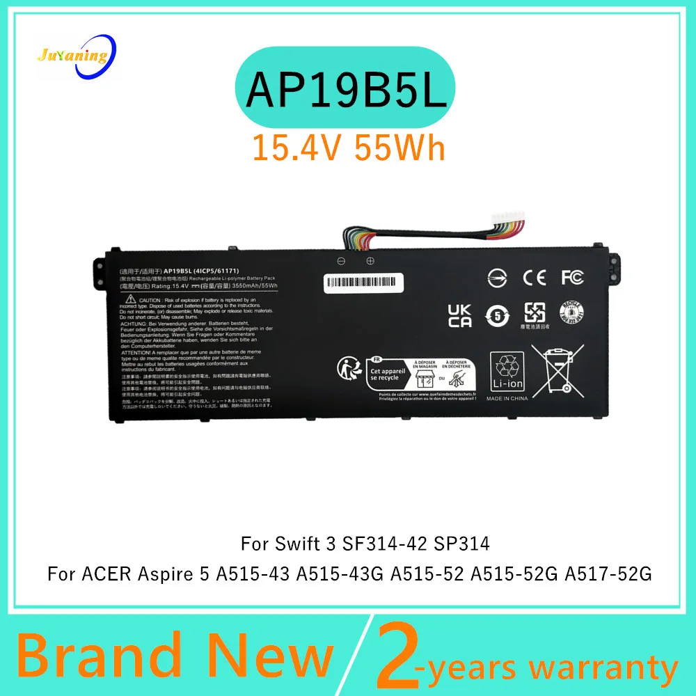 AP19B5L batería del ordenador portátil para Acer Aspire 5 A515-43 A515-43G A515-44-R5XW para Swift 3 SF314-42 SP314-21N-R5FR para Vero AV15-51