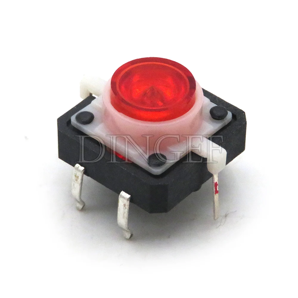 5 uds 12X12X7,3mm interruptor de botón táctil momentáneo LED 5 colores 12*12*7,3mm 12*12*7,3 rojo verde azul amarillo blanco - imagen 3