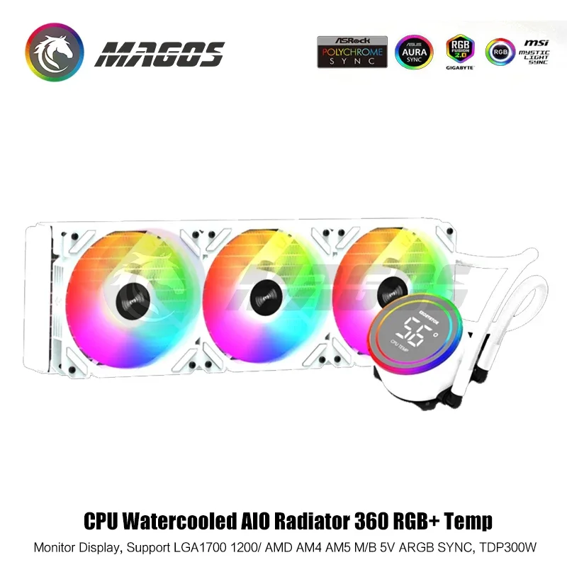 AIO-enfriador de CPU con Monitor de pantalla, ventilador RGB, disipador de calor líquido, radiador 360/1700/115X/1200/2011/AM5/AM4/AM3 AMD, 2066 + - imagen 3