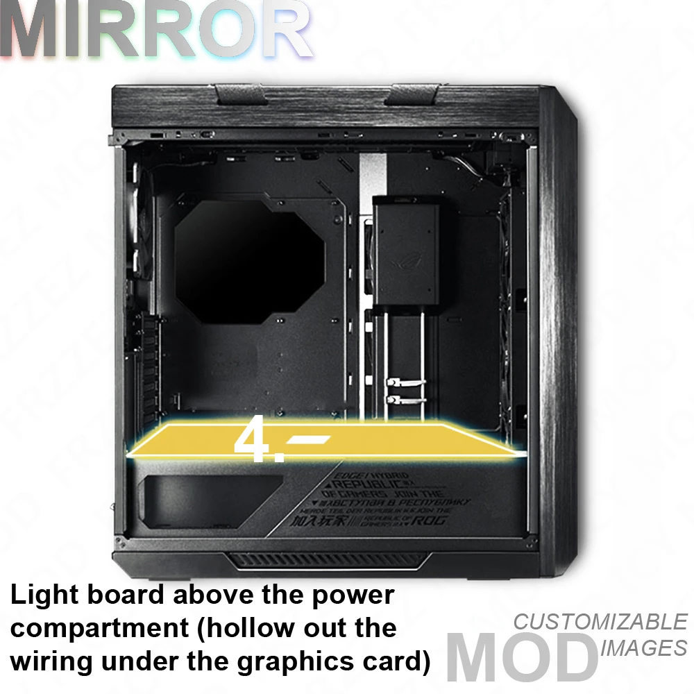 Panel de espejo GX601 ROG Strix Helios, iluminación de chasis, cubierta de PC DIY, ARGB ASUS Strix Republic of Gamers MOD Rainbow Reflection - imagen 4