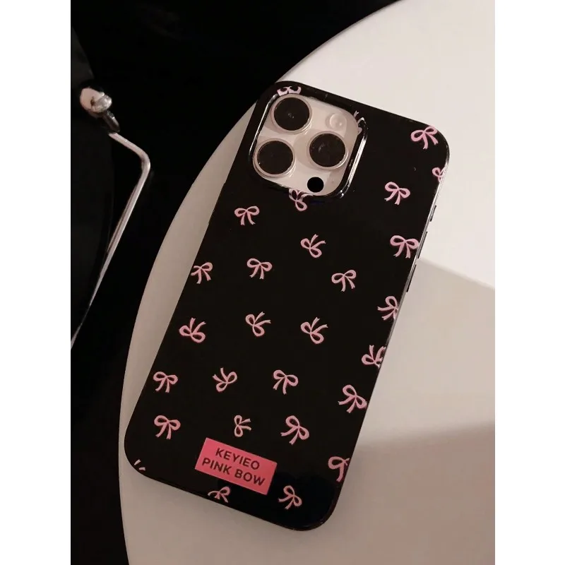 Funda de teléfono anticaída de TPU con estampado de lazo rosa ins, elegante, adecuada para iPhone 11/12/13/14/15/ 16 17Pro Max, PLUS/AIR - imagen 3