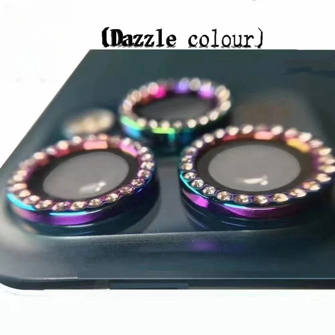 Protector de lente de cámara de cristal y Metal ostentoso para IPhone 15, 14, 13, 16 Pro Max Plus 12 Mini 15Pro 14Pro, cubierta de lente de anillo para mujer, 2-3 Uds.