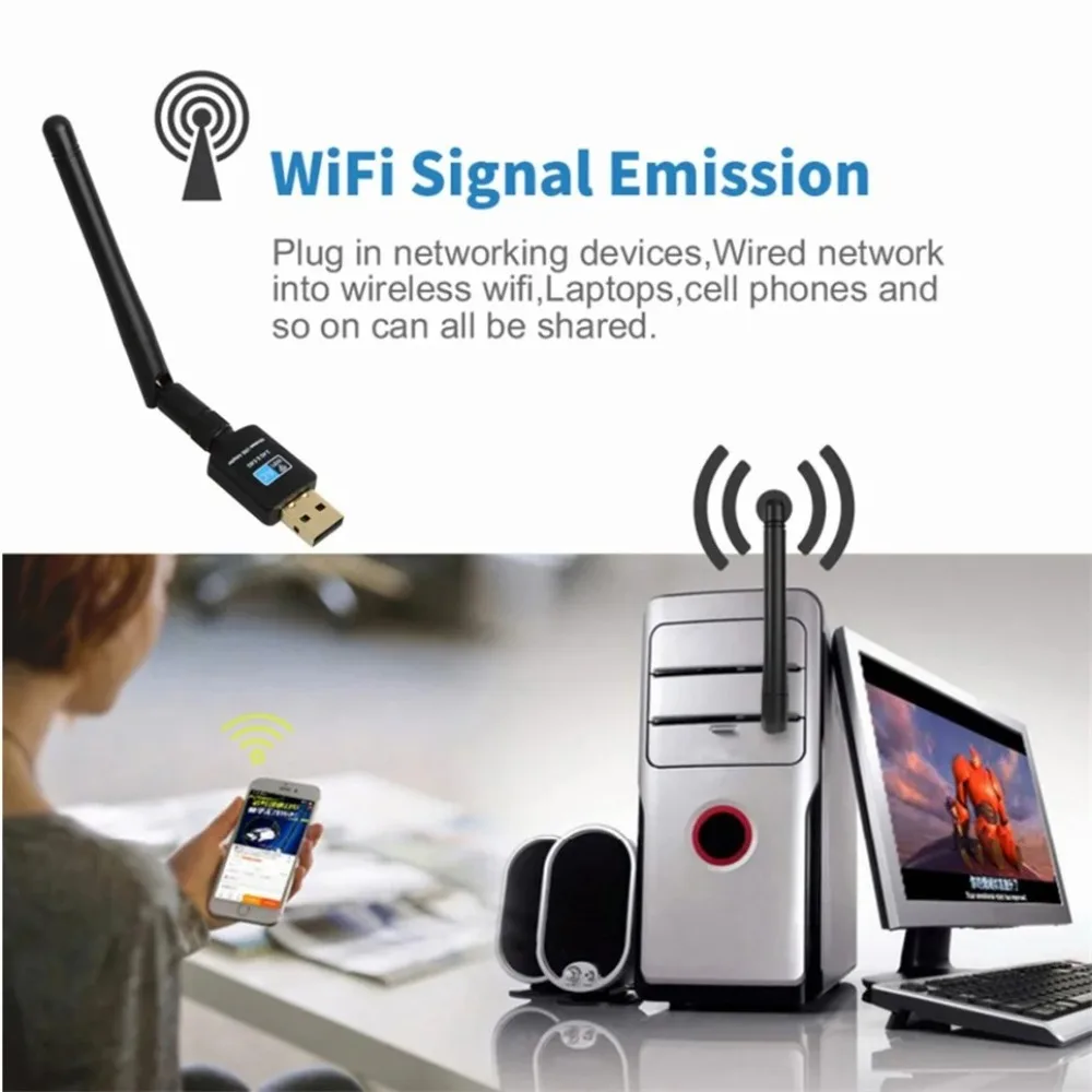 BGGQGG-adaptador Wifi USB, receptor Wi-fi de 2,4 GHz + 5,8 GHz, antena Wi-fi de alta velocidad de 600Mbps, tarjeta de red inalámbrica para PC 802.11ac - imagen 2