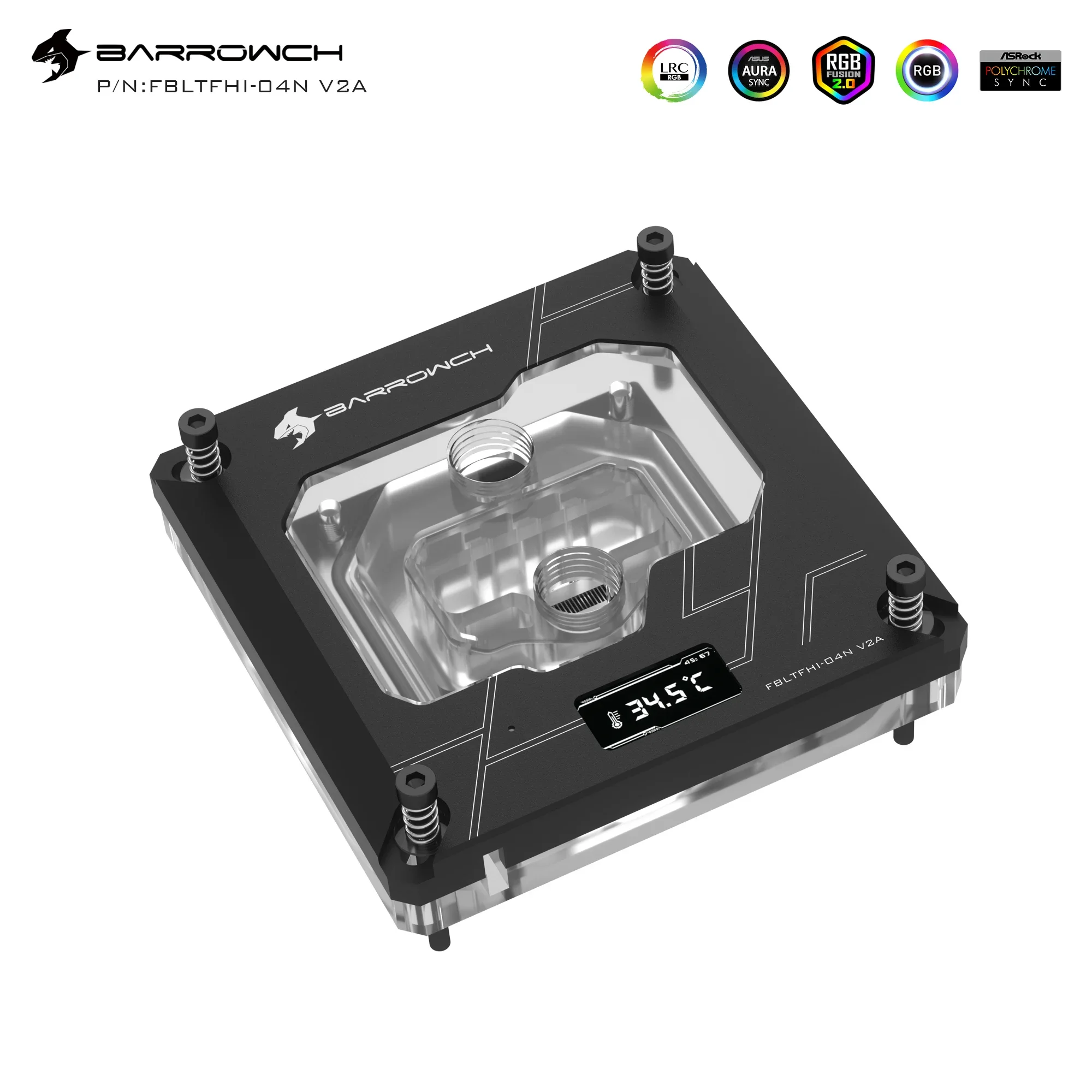 Barrowch GPU bloque de agua para plataforma INTEL LGA1200/1700/115X/X99/X299 pantalla Digital TFT 5V ARGB 3PIN AURA SYNC FBLTFHI-04I