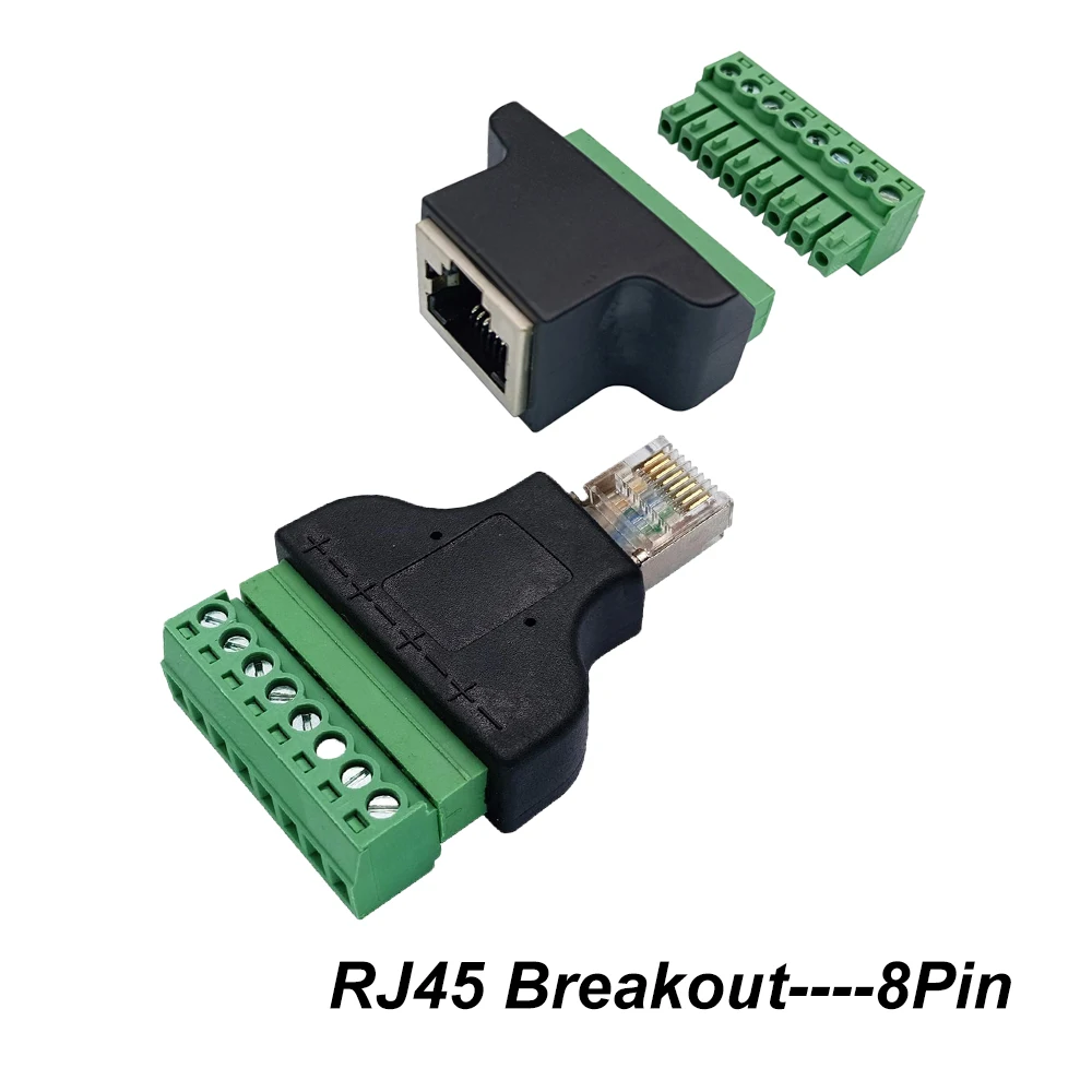 1 Uds RJ45 8P8C hembra a 8 pines macho hembra perno tipo tornillo terminales adaptador conector para extensor Ethernet Cat CCTV