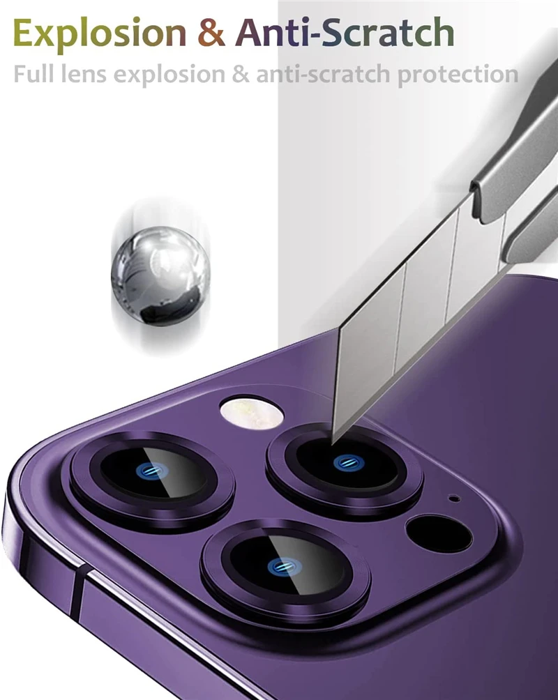 Protector de cristal de lente de cámara de Metal para IPhone 14 13 15 Pro Max 12 Mini 14 Plus 14Pro 13Pro 15Pro i14 accesorios de cubierta de lente de vidrio - imagen 5