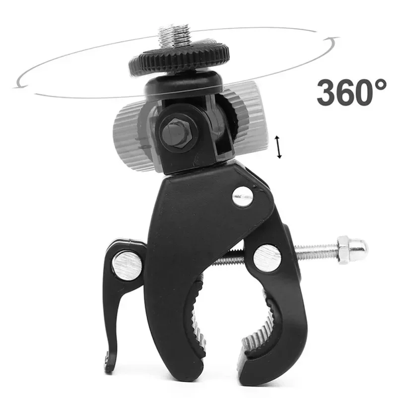 Universal 360 grados de rotación 1/4 cámara DV bicicleta manillar abrazadera soporte trípode montaje tornillo Clip para cámara deportiva GOPRO - imagen 2
